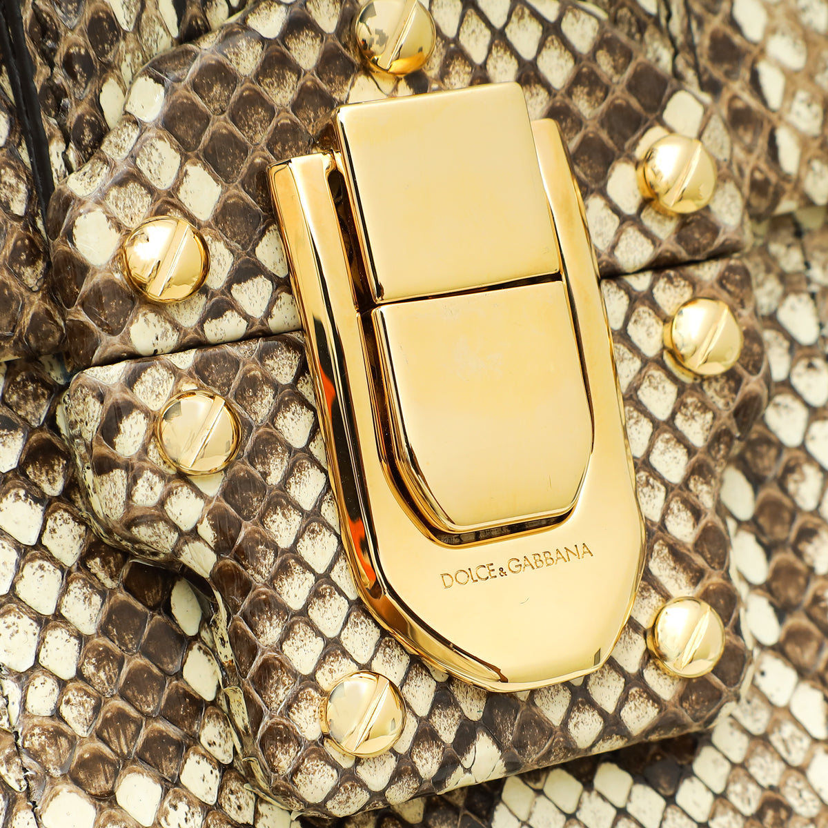 Dolce & Gabbana Bicolor Python Lucia Top Handle Bag