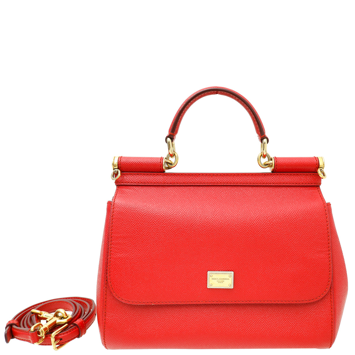 Dolce & Gabbana Red Dauphine Sicily Medium Flap Bag