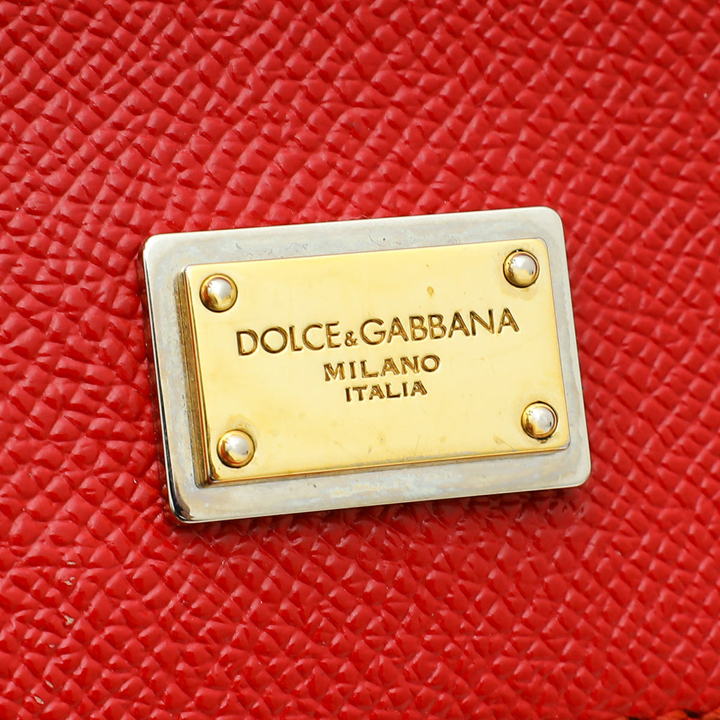 Dolce & Gabbana Red Dauphine Sicily Medium Flap Bag