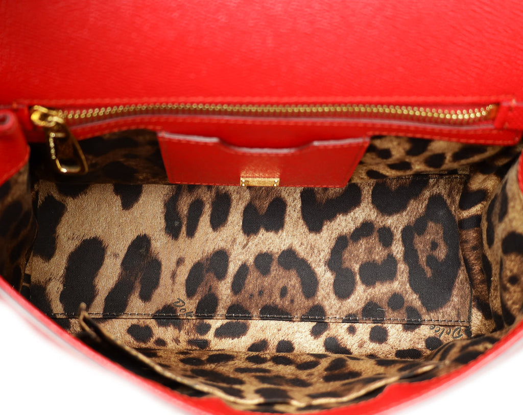 Dolce & Gabbana Red Dauphine Sicily Medium Flap Bag