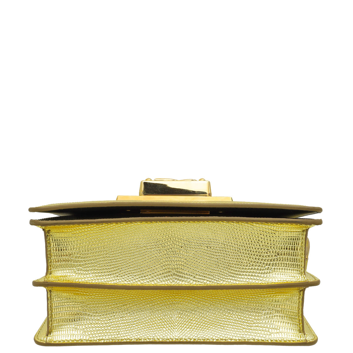 Dolce & Gabbana Metallic Gold Lizard Embossed Bella Shoulder Bag