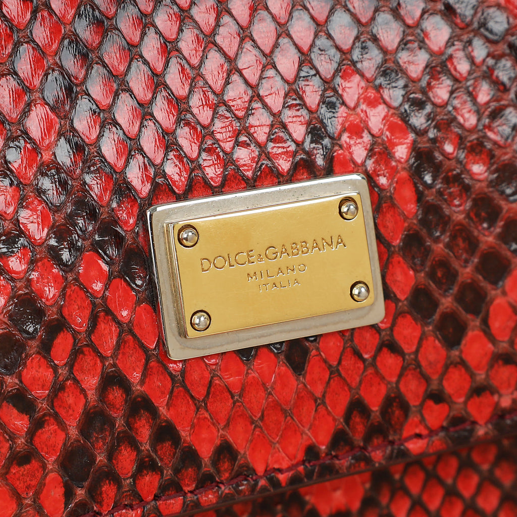 Dolce & Gabbana Red Python Sicily Medium Bag