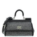 Dolce & Gabbana Black Sicily Crystal Embellished Top Handle Small Bag