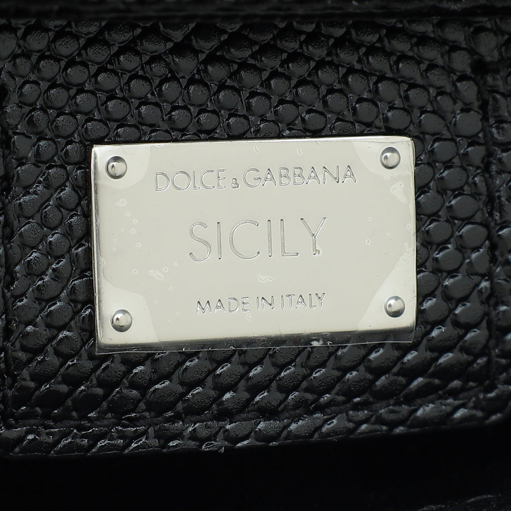 Dolce & Gabbana Black Sicily Crystal Embellished Top Handle Small Bag