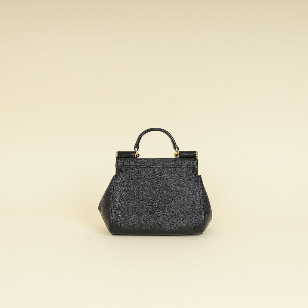 Dolce & Gabbana Black Dauphine Sicily Micro Bag