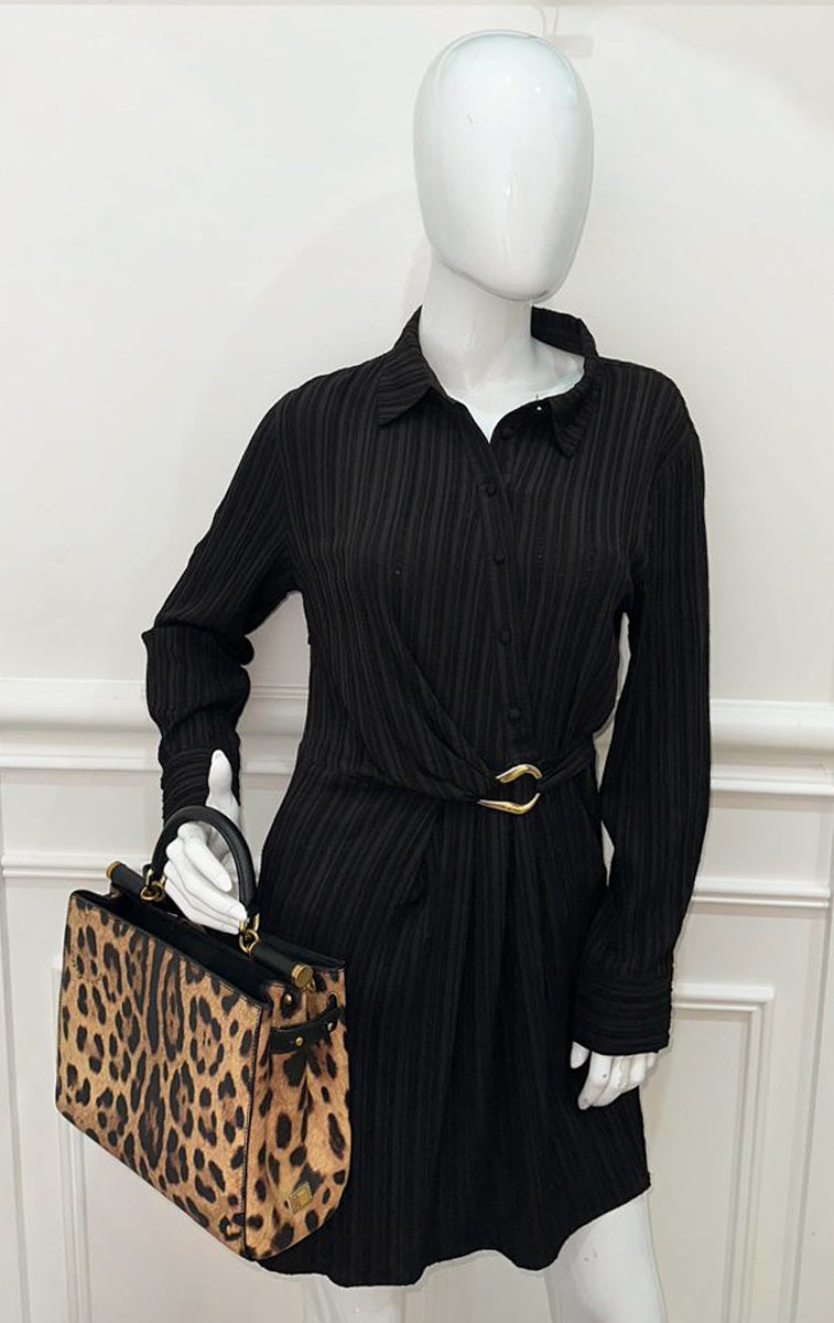 Dolce & Gabbana Bicolor Leopard Print Sicily Shopper Medium Bag