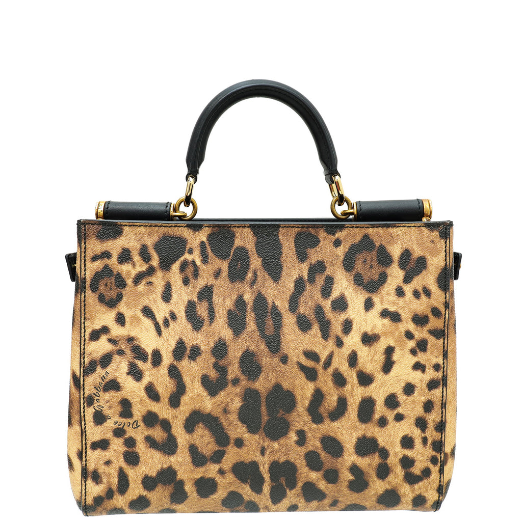 Dolce & Gabbana Bicolor Leopard Print Sicily Shopper Medium Bag