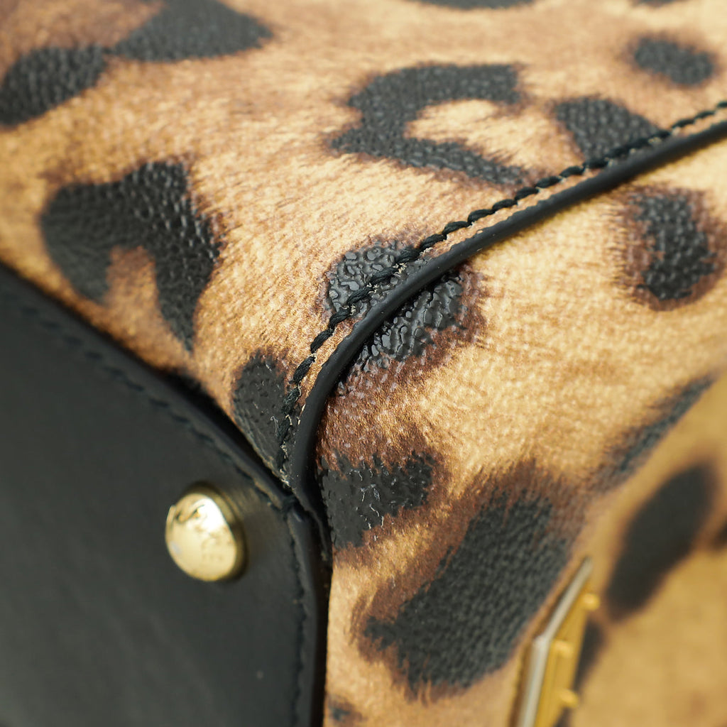 Dolce & Gabbana Bicolor Leopard Print Sicily Shopper Medium Bag