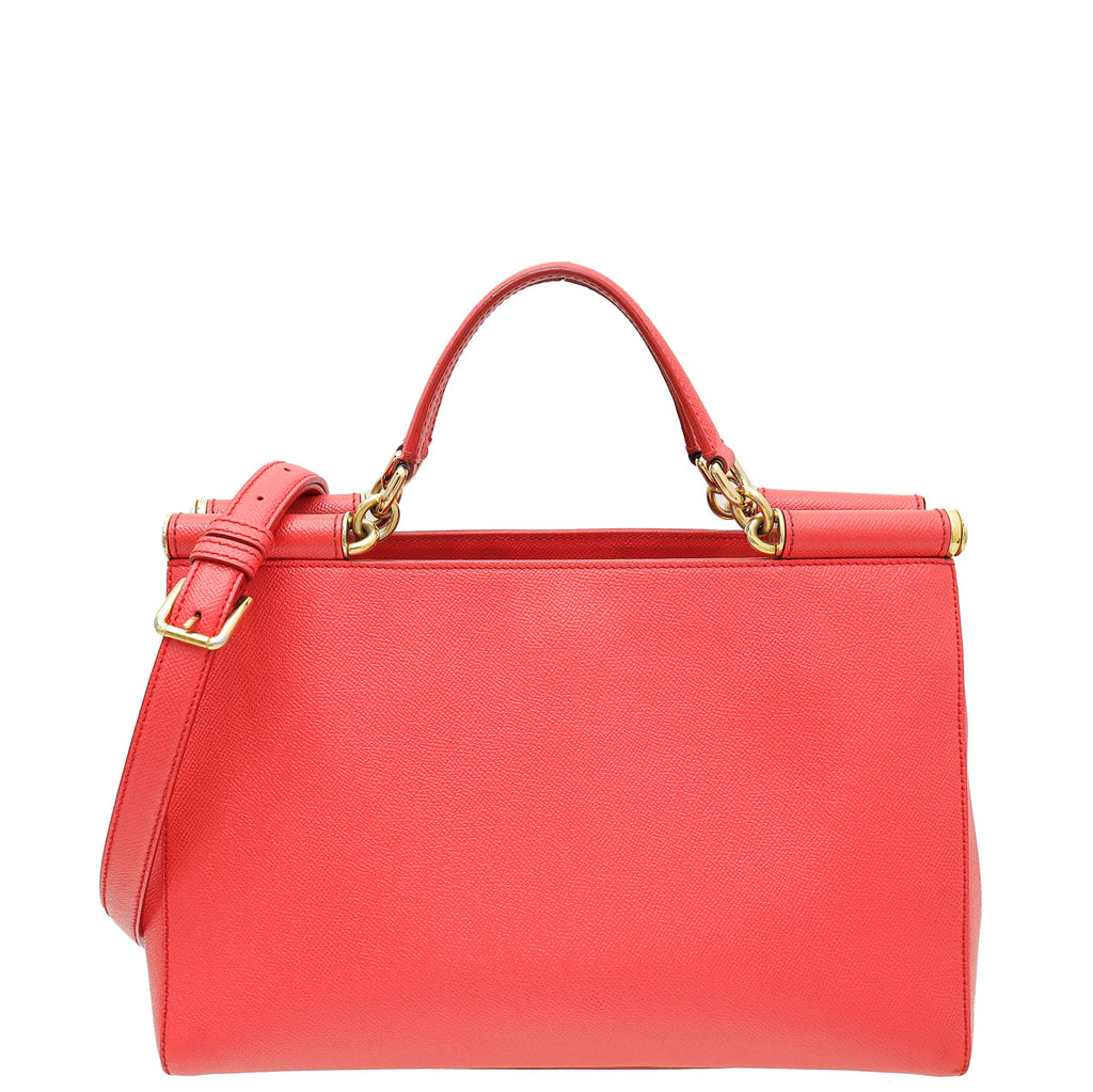 Dolce & Gabbana Red Sicily Shopper Large Bag