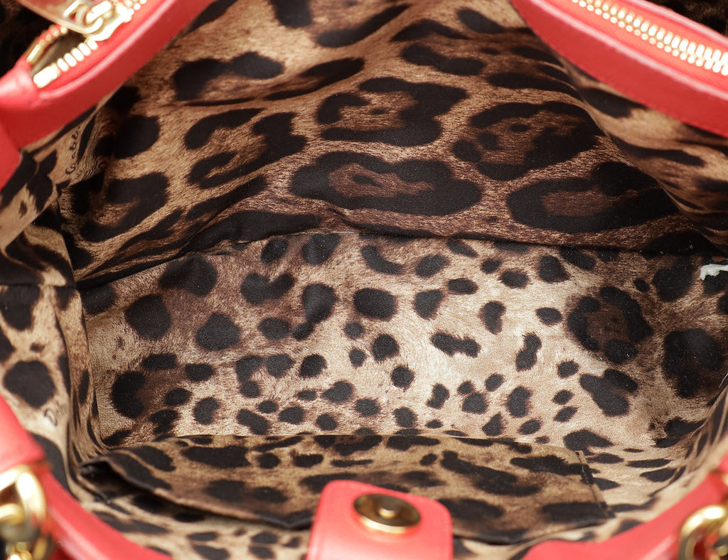 Dolce & Gabbana Red Sicily Shopper Large Bag