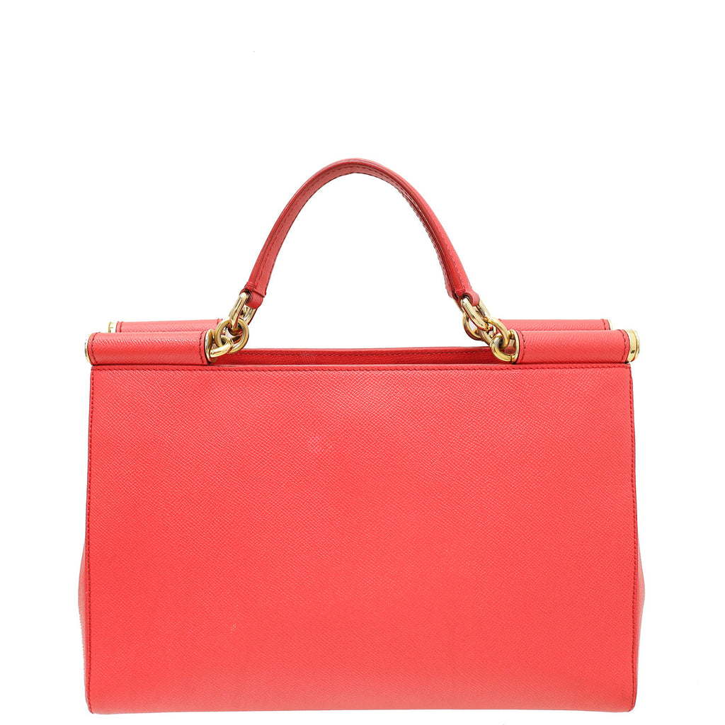 Dolce & Gabbana Red Sicily Shopper Large Bag