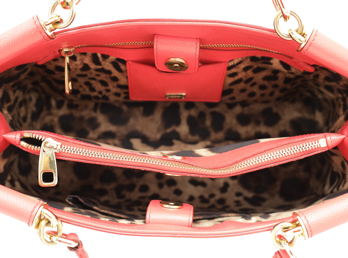 Dolce & Gabbana Red Sicily Shopper Large Bag