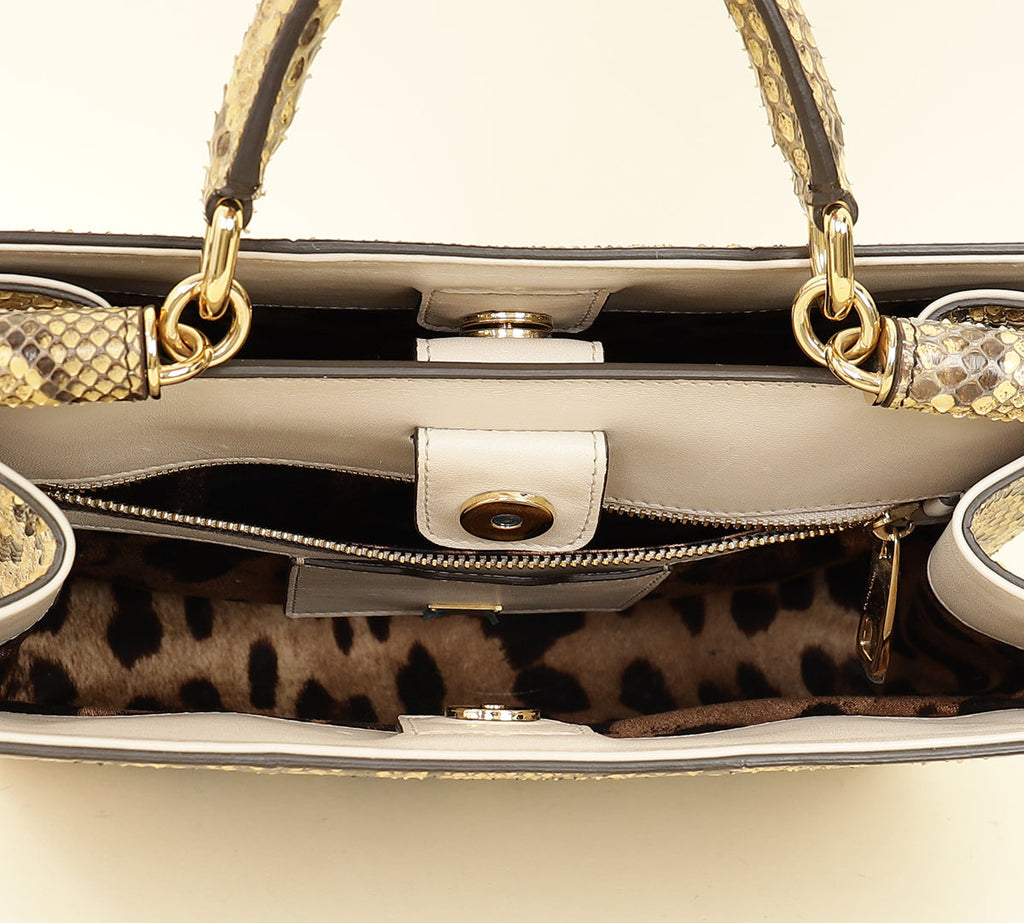 Dolce & Gabbana Beige Python Sicily Shopper Bag