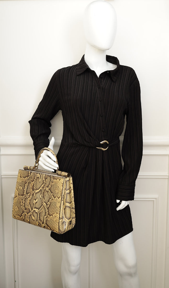 Dolce & Gabbana Beige Python Sicily Shopper Bag