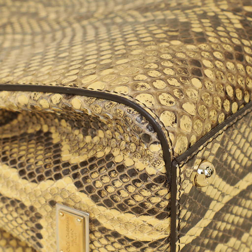 Dolce & Gabbana Beige Python Sicily Shopper Bag