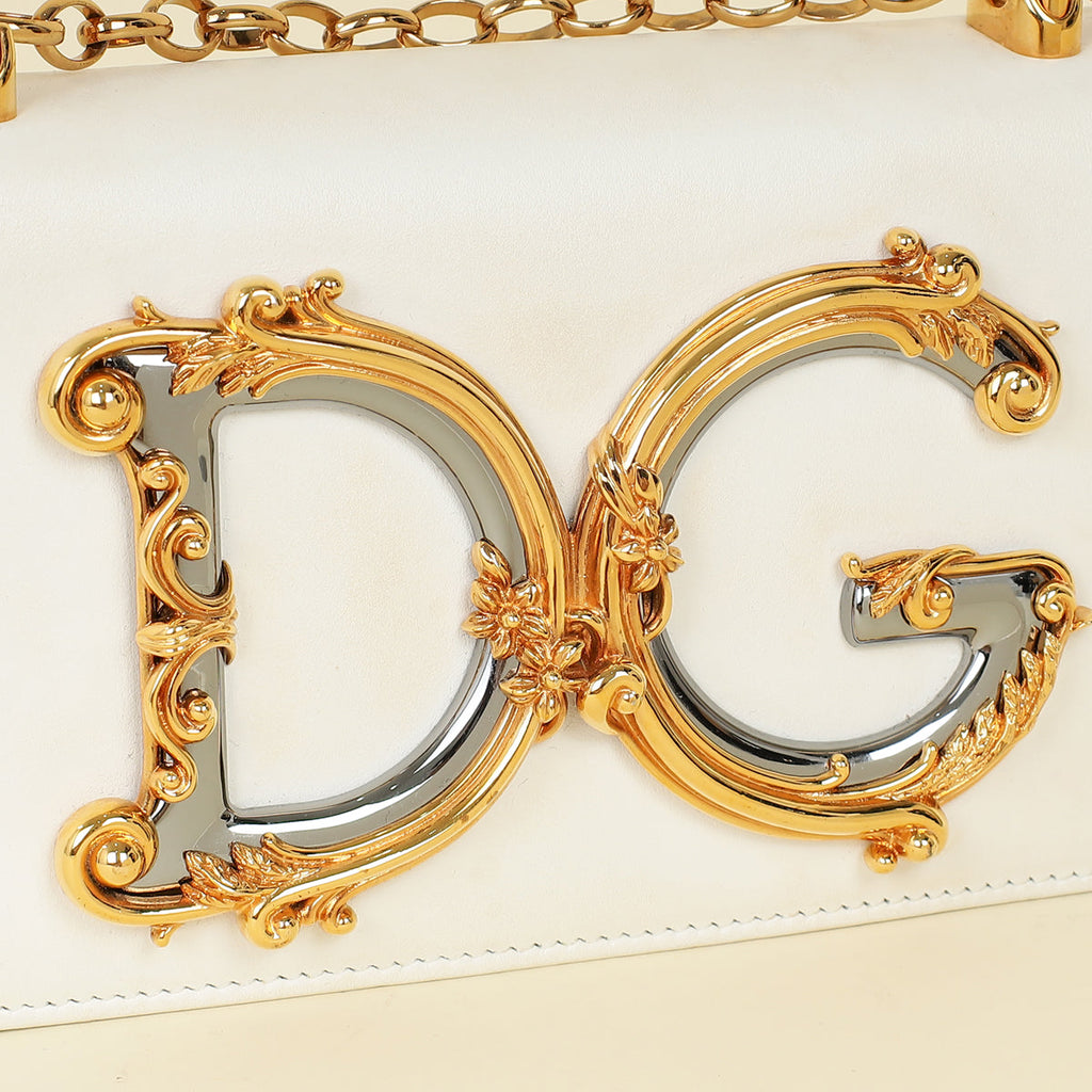 Dolce & Gabbana White DG Girl Phone Chain Bag