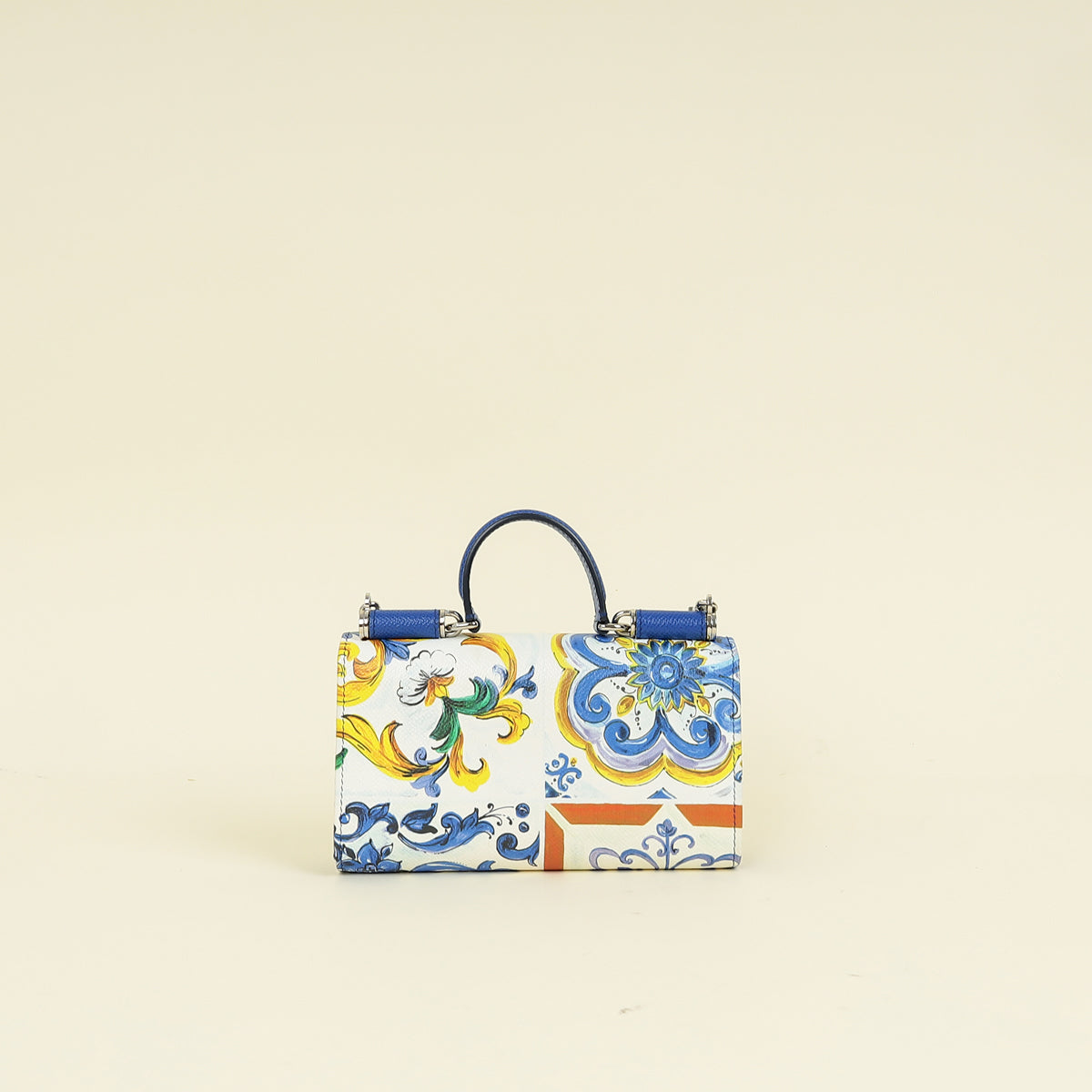 Dolce & Gabbana Blue Multicolor Miss Sicily Von Majolica Print Dauphine Crossbody Chain Bag