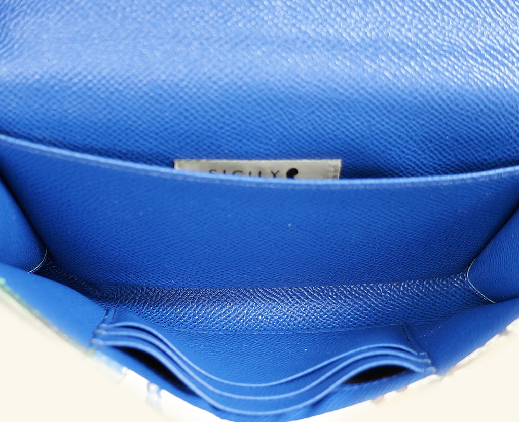 Dolce & Gabbana Blue Multicolor Miss Sicily Von Majolica Print Dauphine Crossbody Chain Bag