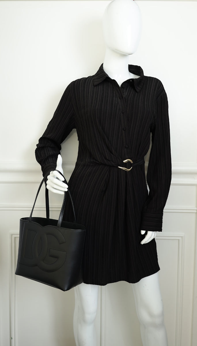 Dolce & Gabbana Black Small DG Logo Shopper Tote Bag
