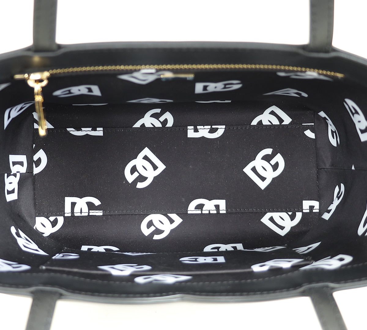 Dolce & Gabbana Black Small DG Logo Shopper Tote Bag