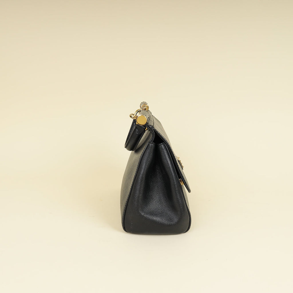 Dolce & Gabbana Black Dauphine Sicily Medium Bag