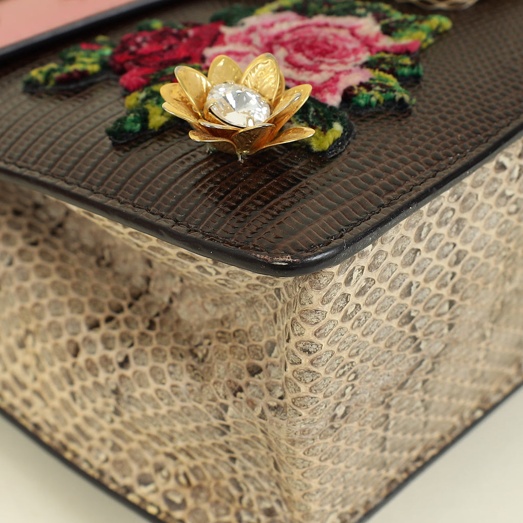 Dolce & Gabbana Pink Multicolor Lucia Queen Embellished Shoulder Bag