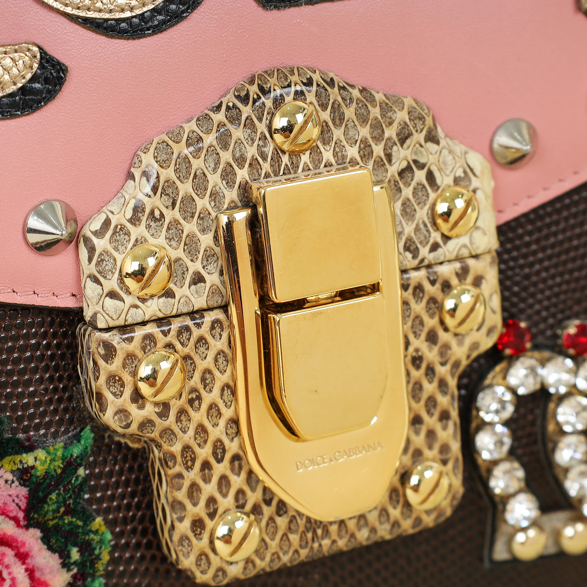 Dolce & Gabbana Pink Multicolor Lucia Queen Embellished Shoulder Bag