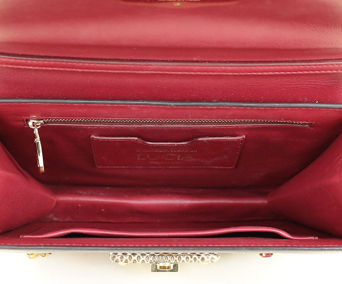 Dolce & Gabbana Pink Multicolor Lucia Queen Embellished Shoulder Bag