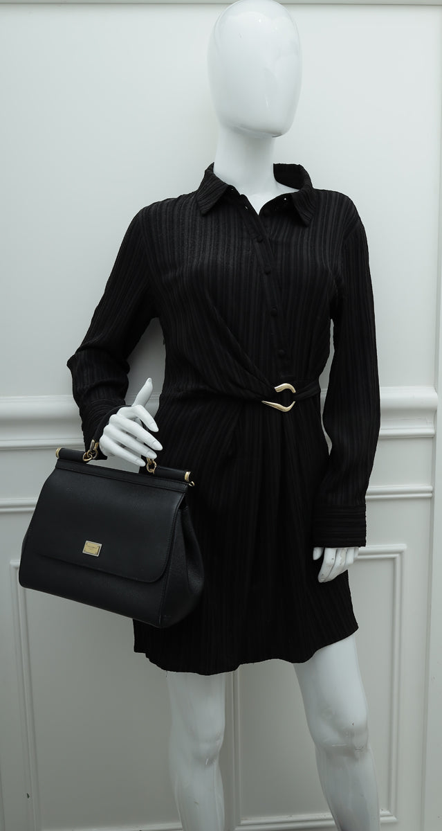 Dolce & Gabbana Black Dauphine Sicily Medium Bag