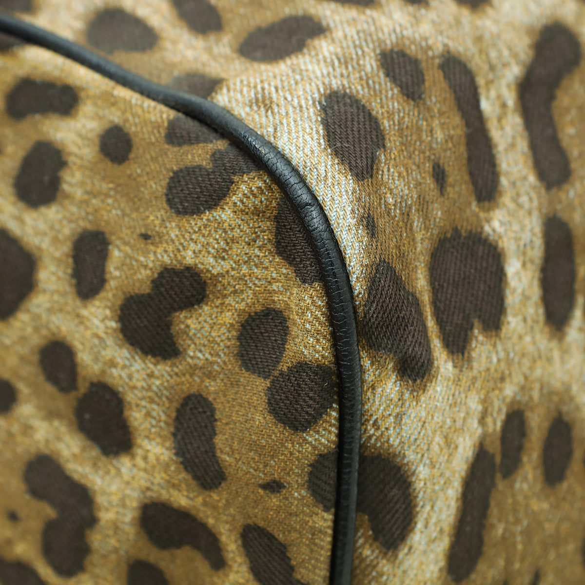 Dolce & Gabbana Bicolor Denim Leopard Print Miss Sicily Large Bag