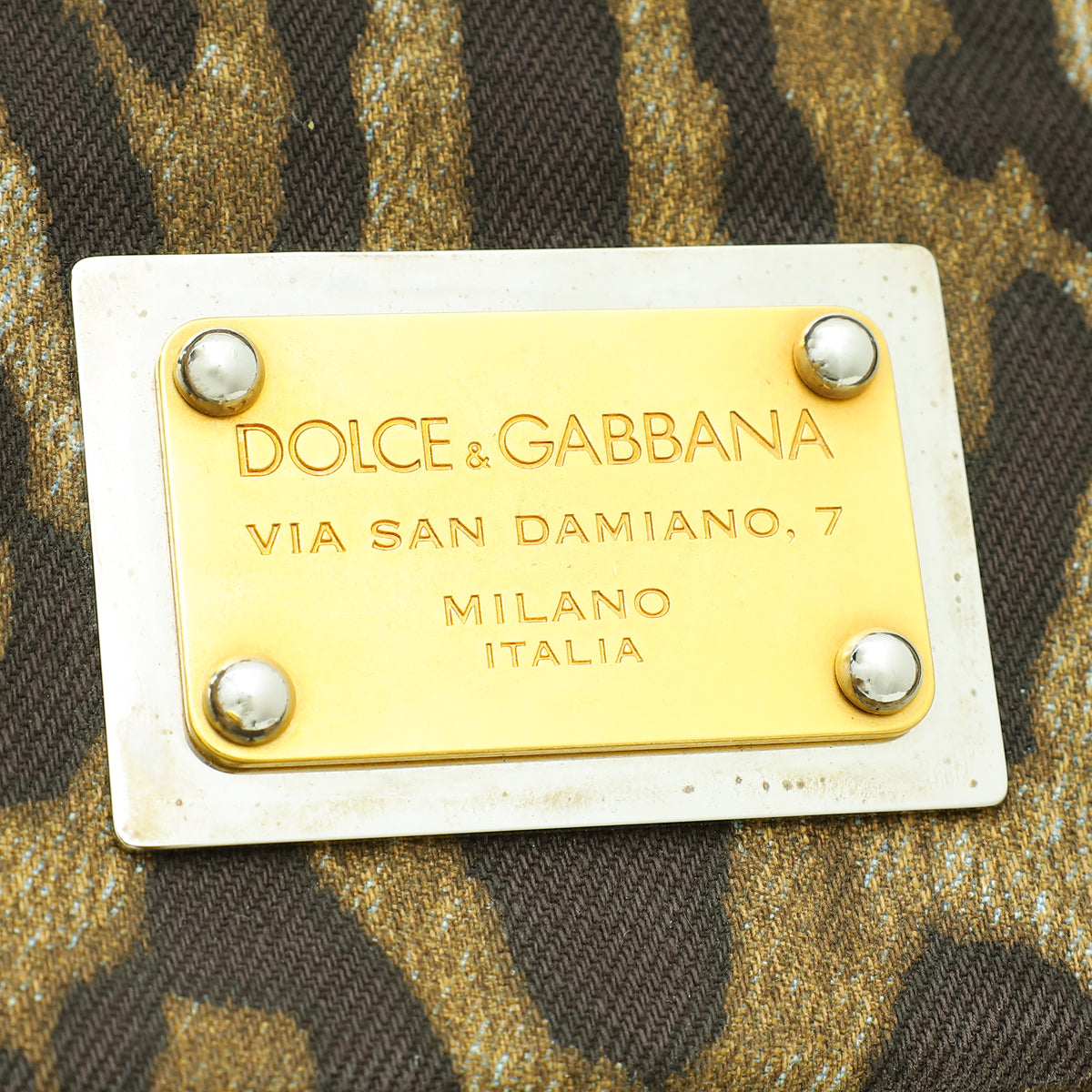 Dolce & Gabbana Bicolor Denim Leopard Print Miss Sicily Large Bag