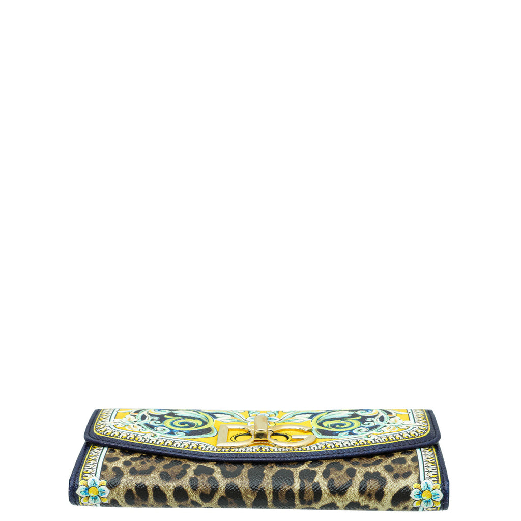 Dolce & Gabbana Multicolor Leopard Majolica DG Continental Wallet