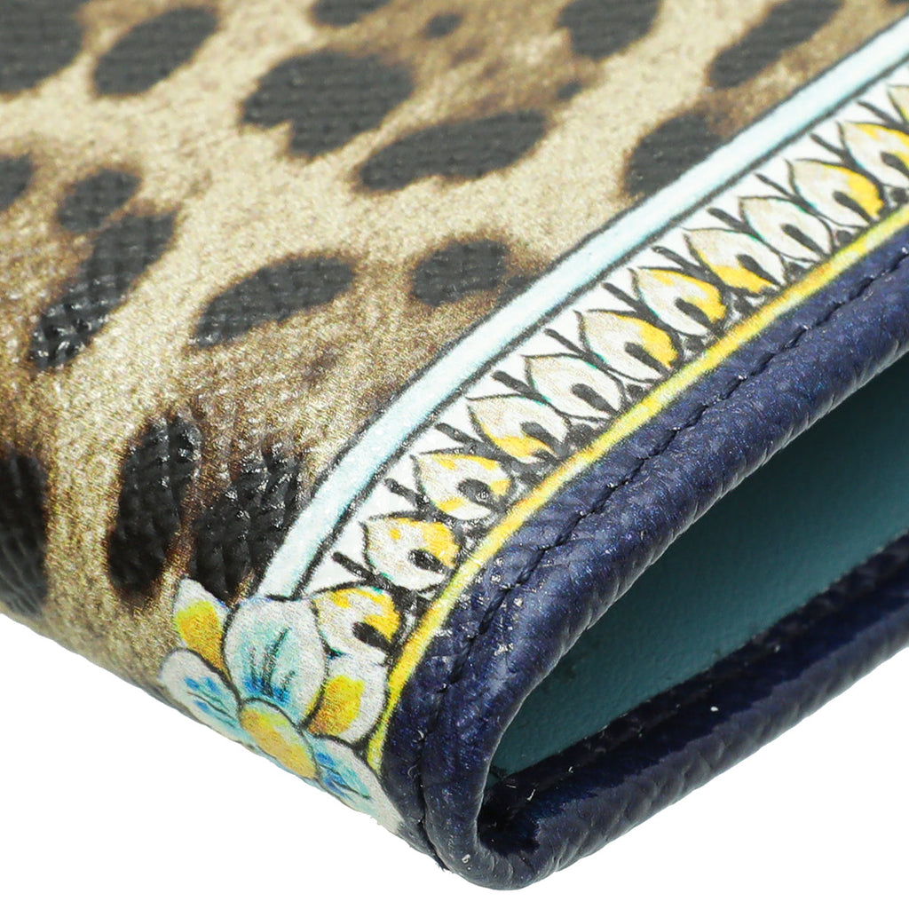 Dolce & Gabbana Multicolor Leopard Majolica DG Continental Wallet