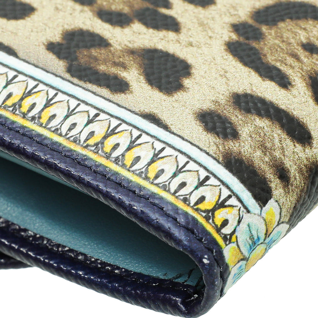 Dolce & Gabbana Multicolor Leopard Majolica DG Continental Wallet