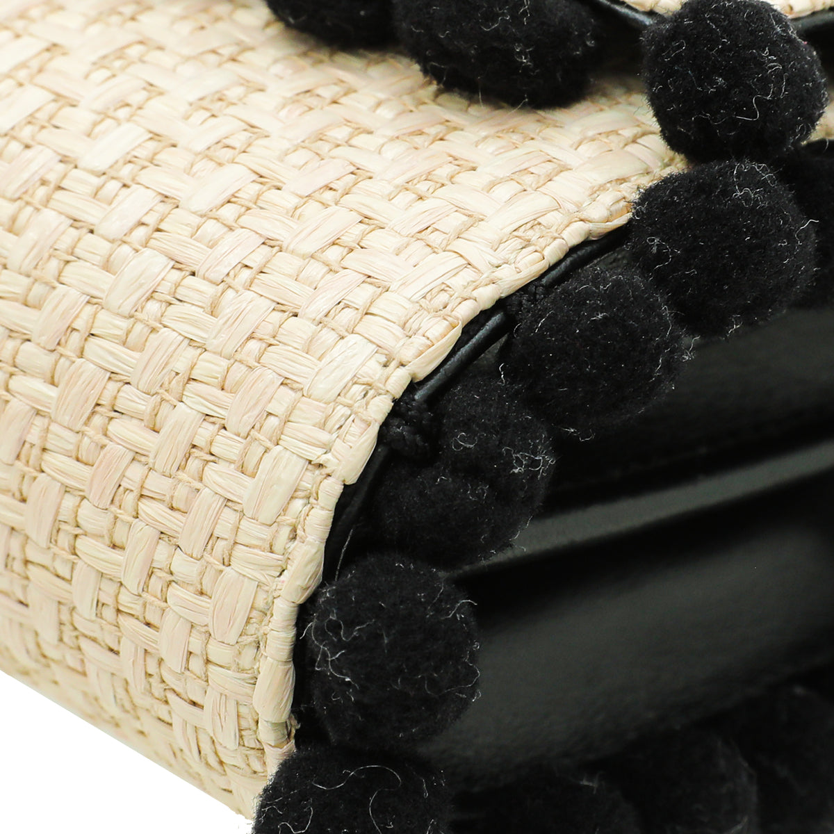 Dolce & Gabbana Bicolor Raffia "Love" Sequins Pom Pom Clutch Bag