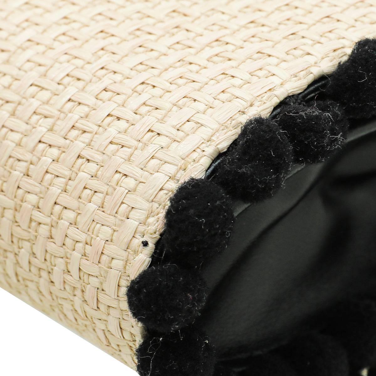 Dolce & Gabbana Bicolor Raffia "Love" Sequins Pom Pom Clutch Bag