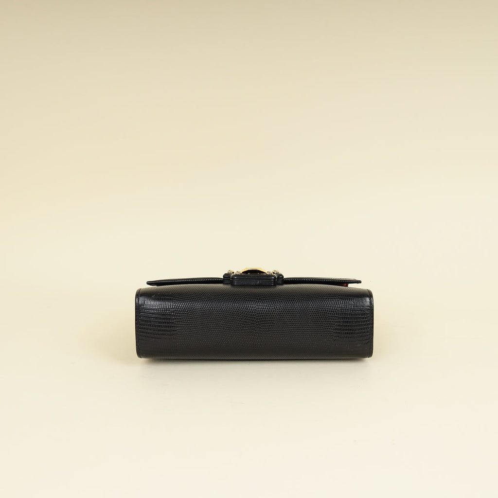 Dolce & Gabbana Black Iguana Print Lucia Bag
