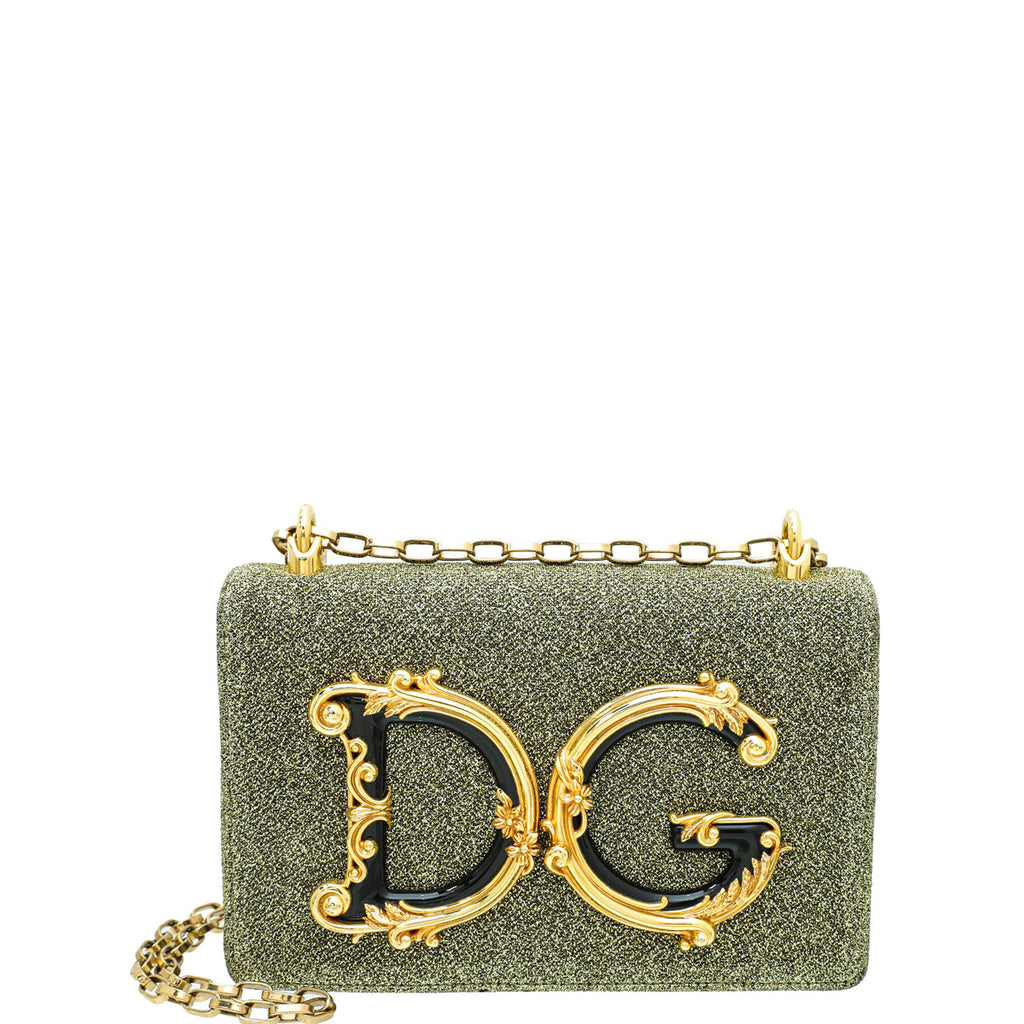 Dolce & Gabbana Metallic Gold Lurex DG Girls Flap Chain Bag