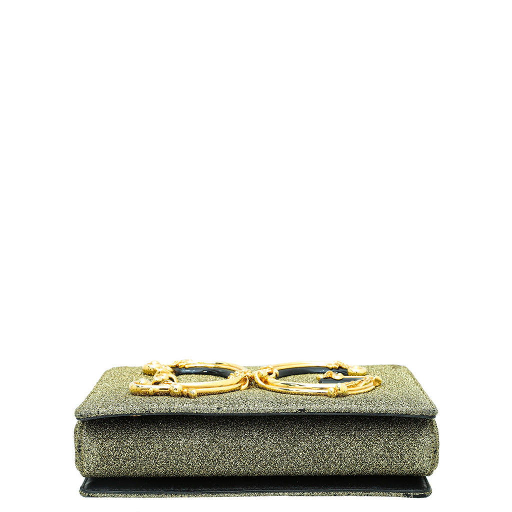 Dolce & Gabbana Metallic Gold Lurex DG Girls Flap Chain Bag