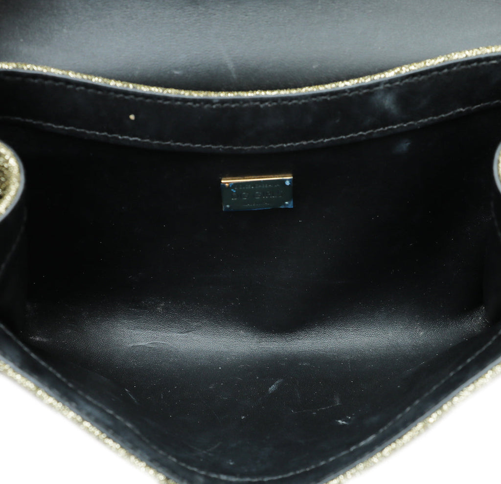 Dolce & Gabbana Metallic Gold Lurex DG Girls Flap Chain Bag