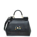 Dolce & Gabbana Black Lizard Print DG Crystal Sicily Bag
