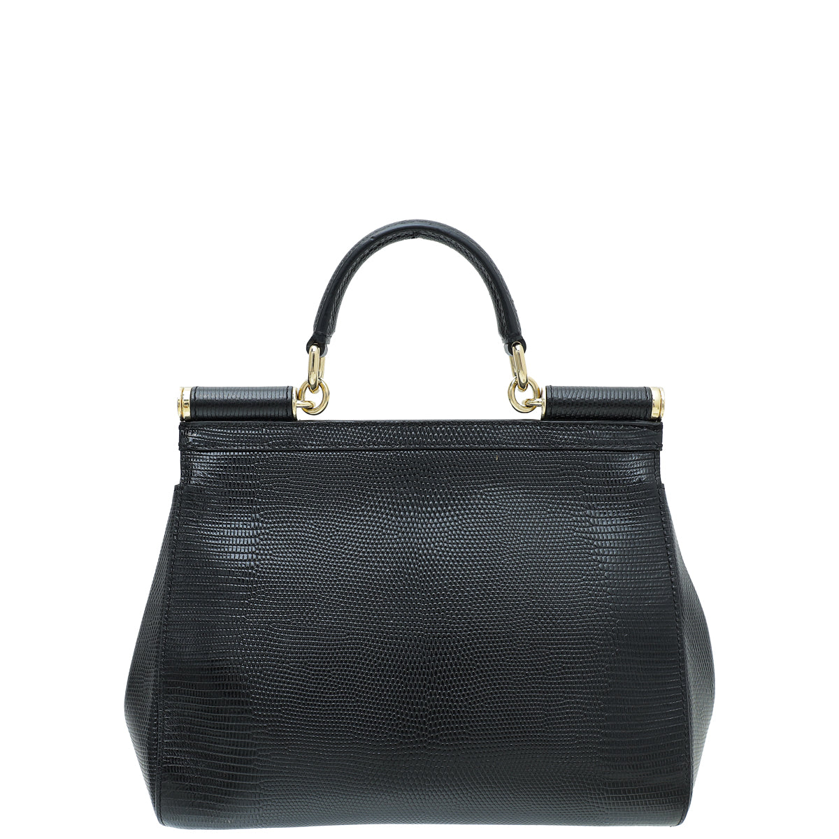 Dolce & Gabbana Black Lizard Print DG Crystal Sicily Bag