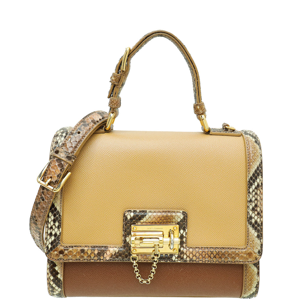 Dolce & Gabbana Tricolor Dauphine & Python Monica Medium Top Handle Bag