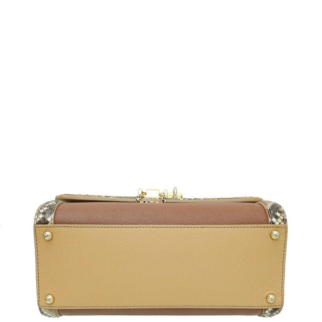 Dolce & Gabbana Tricolor Dauphine & Python Monica Medium Top Handle Bag