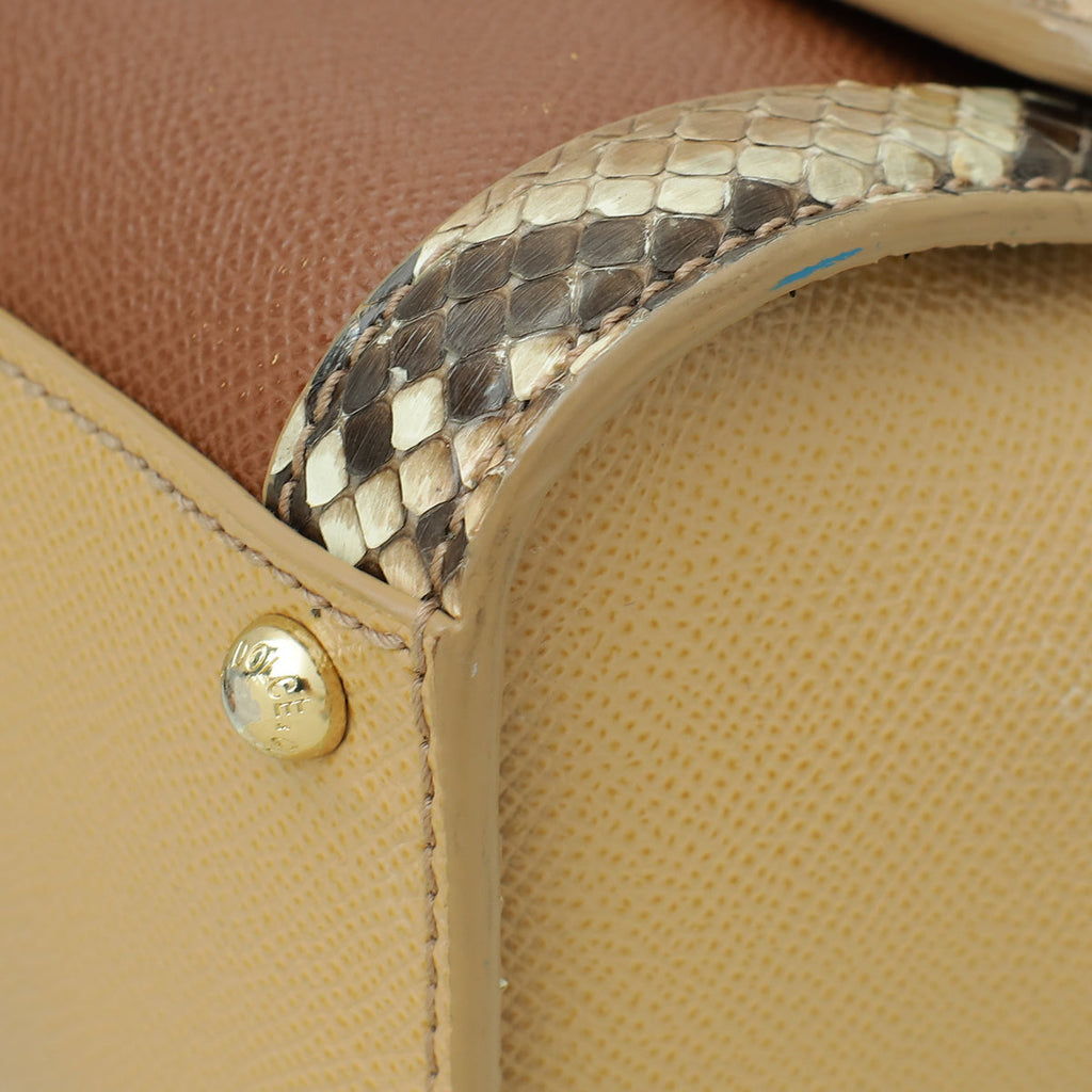 Dolce & Gabbana Tricolor Dauphine & Python Monica Medium Top Handle Bag