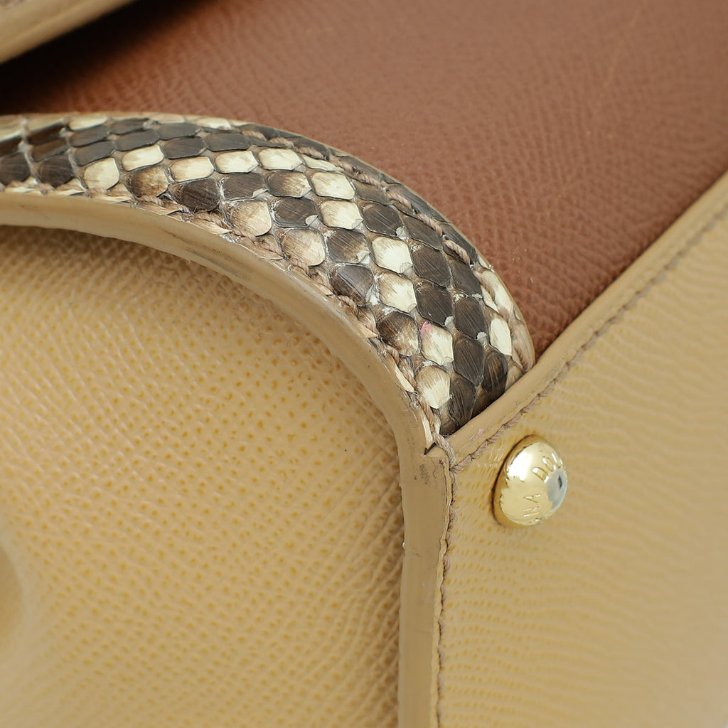 Dolce & Gabbana Tricolor Dauphine & Python Monica Medium Top Handle Bag