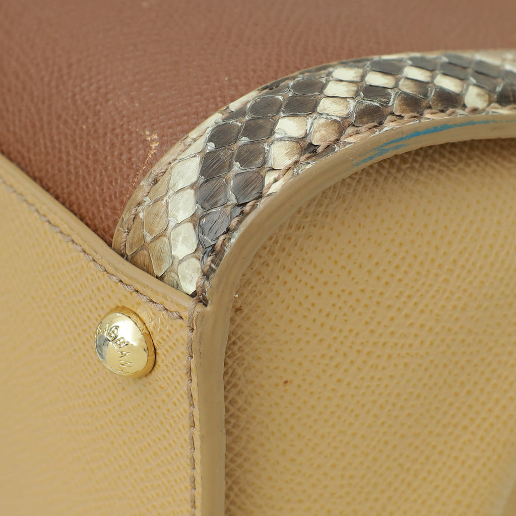 Dolce & Gabbana Tricolor Dauphine & Python Monica Medium Top Handle Bag
