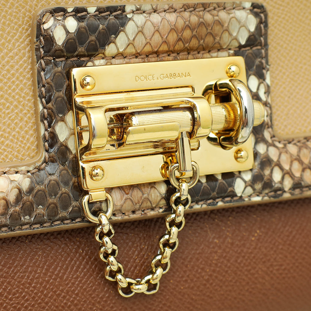 Dolce & Gabbana Tricolor Dauphine & Python Monica Medium Top Handle Bag