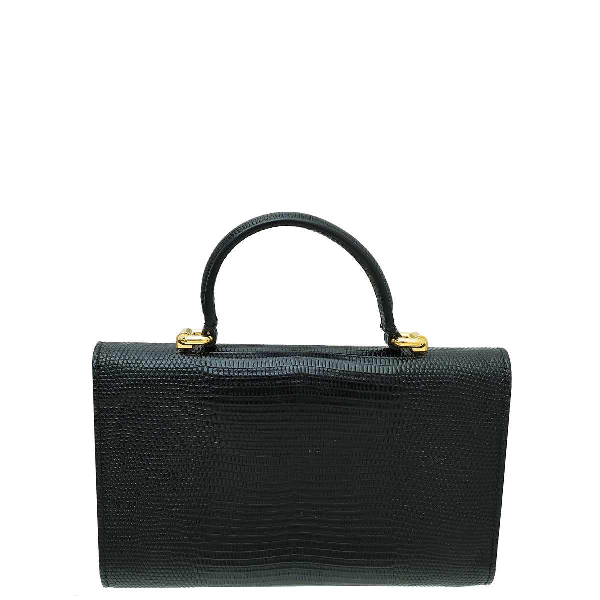 Dolce & Gabbana Black Lizard Embossed Lucia Von Bag