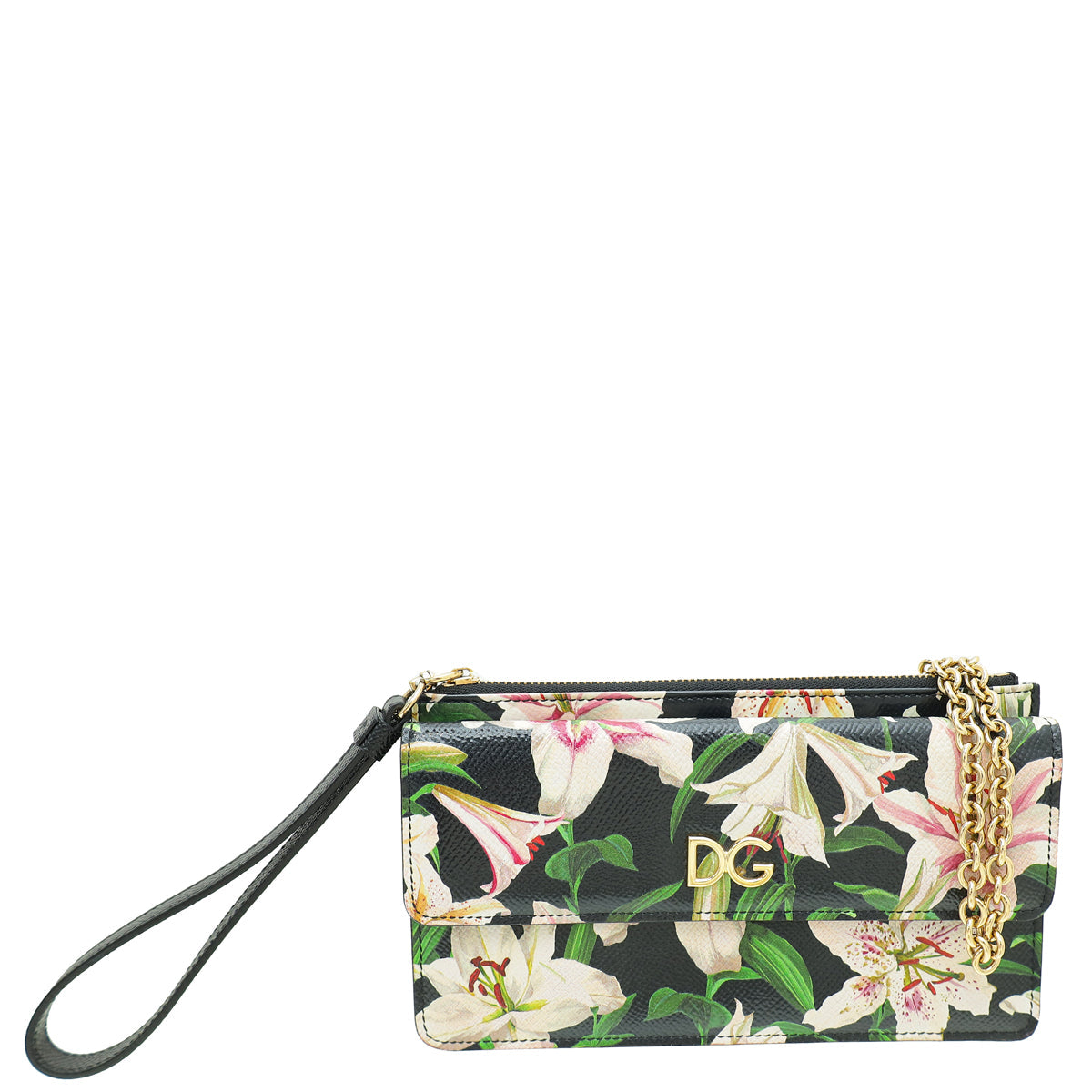 Dolce & Gabbana Black Multicolor Floral Print Flap Chain Crossbody Bag